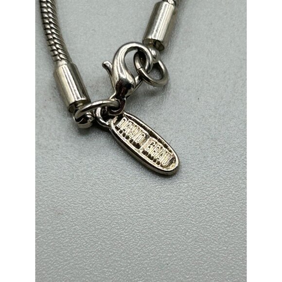Vintage Signed David Grau Necklace Black and Off White with Silver Tone Chain - Picture 5 of 9